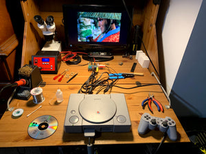 PlayStation console with XStation Optical Disc Emulator